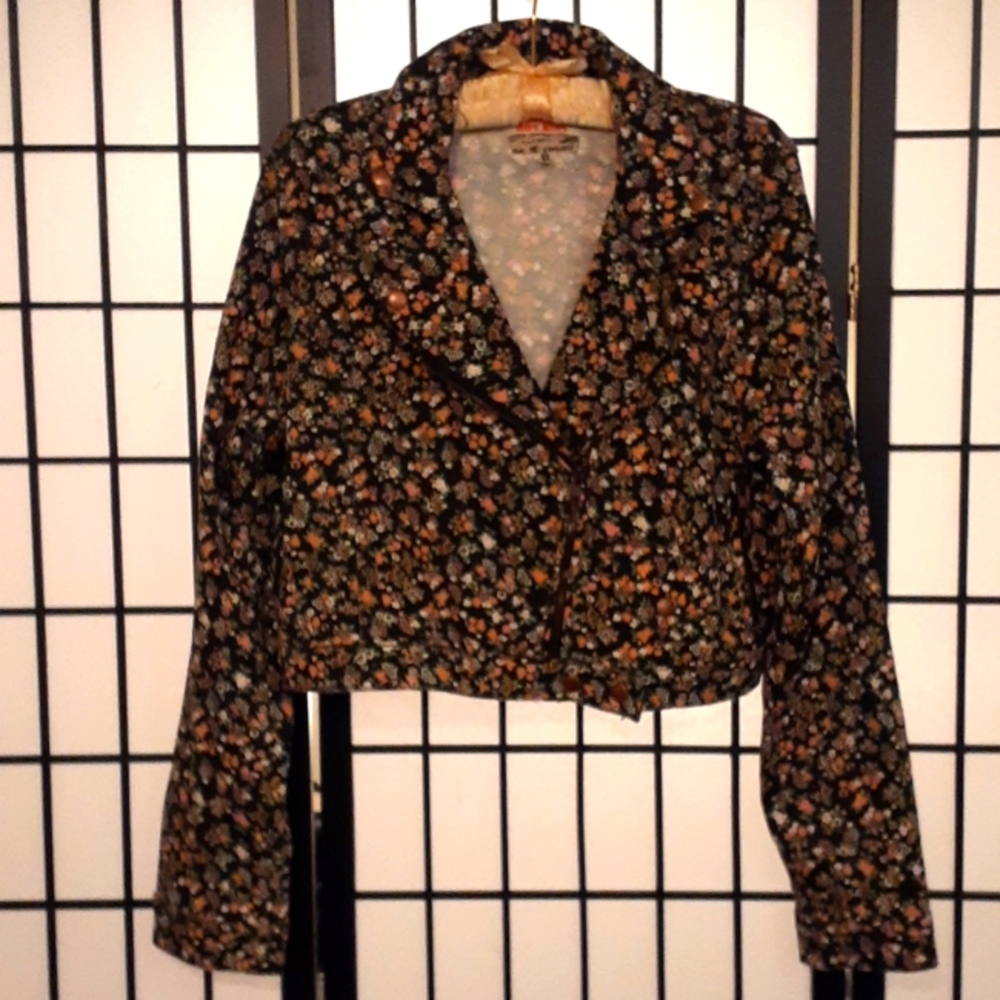 Moto denim jacket 90s floral